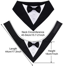 YKYUASD Dog Tuxedo Bandana Collar with Bow Tie Formal Wedding Adjustable Pet Tux Costume for Large X-Large Pets Birthday Clothing Outfit Gifts (Black, X-Large)