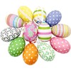 12-Piece Set of Vibrantly-Colored Paper Mache Foam Egg Hanging Ornaments for Easter Tree Decoration