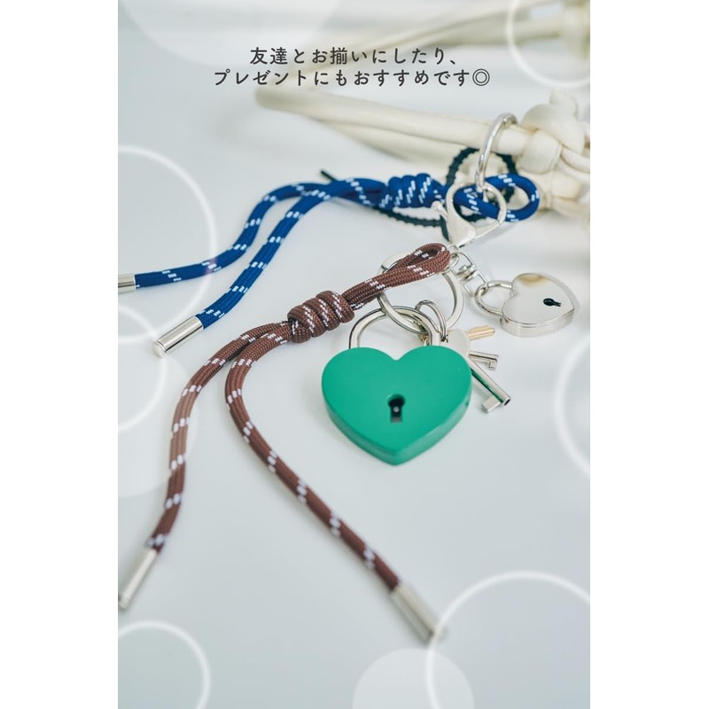 Macaroni Edge Bag Charm Heart Padlock Lanyard Key Holder Key