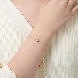 PROSTORY Star Moissanite Link Bracelet for Women (Silver)