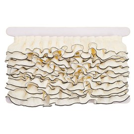 MAYJOYDIY 5.4mx50mm Beige Ruffle Lace Trim, Double-Layer Gathered Ruffled Ribbon Black Matching Trimming Pleated Lace Edge Trim for DIY Headwear Collar Sewing Dress Wedding Decoration