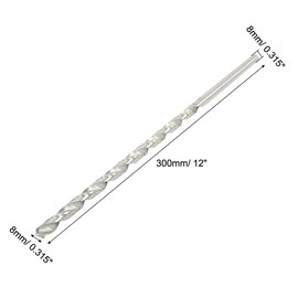 sourcingmap 300mm Length 8mm Dia Shank HSS Extension Twist Drill Drilling Bit