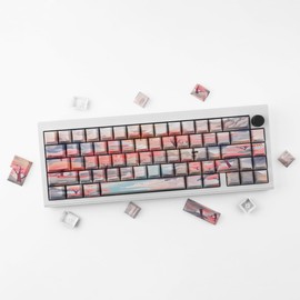 Tsungup Custom Keycaps 60 75 Percent,Pastel Keycaps Side Print Keycaps 135 Keys PBT Cherry Profile Keycaps Shine Through Keycap Set, Dye-sub Key Caps Keyboard Keycaps for Mechanical Keyboards