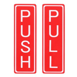 PATIKIL Vertical Push Pull Door Sign, 4"x1.25" Red Plastic Door Sign, 2 Pack