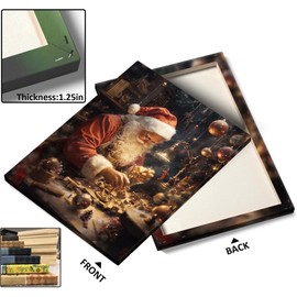 Christmas Canvas Wall Decor Santa Claus Crafting Holiday Ornaments Pictures Print Framed Winter Scene Merry Christmas Artwork for Living Room Bedroom 24x30inch