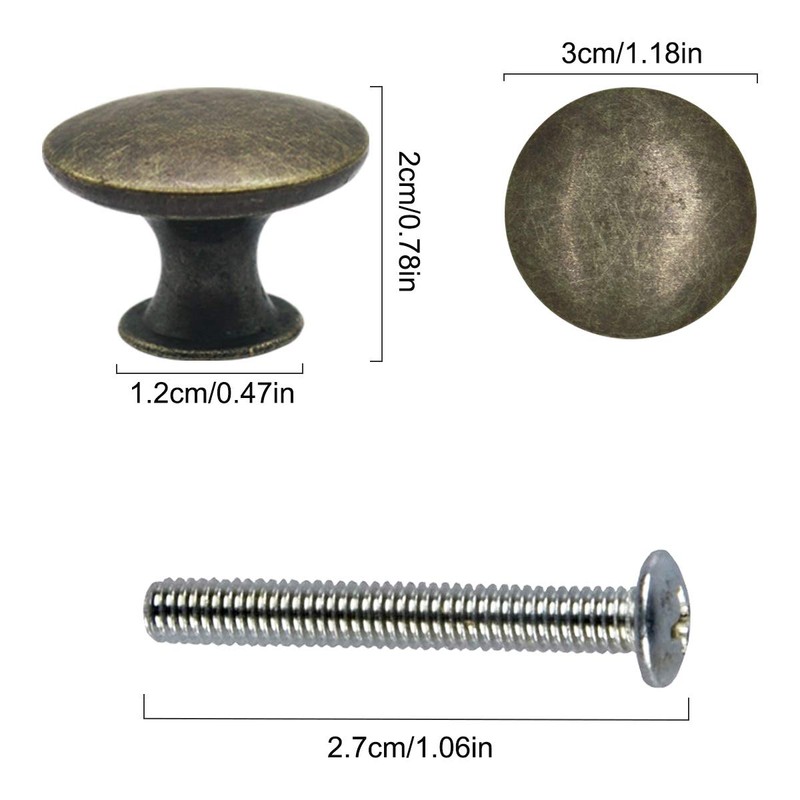 12 Pcs Retro Pull Handles, 30MM Bronze Kitchen Cabinet Drawers