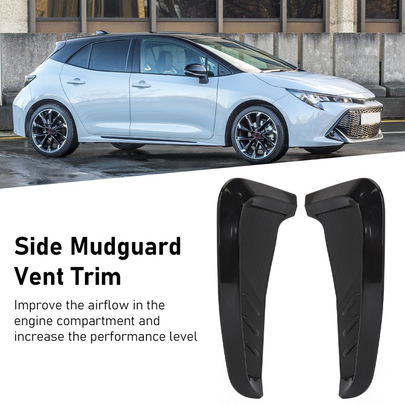2Pcs Side Mudguard Vent Trim Left Right 20cm Glossy Black