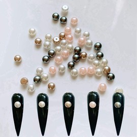 200pcs 6mm Mixed Nail Art Half Ball Plastic Pearl Nail Art Decoration (6MM-Mixed Color)