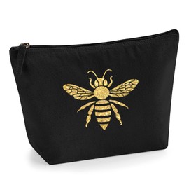 Bee Make Up Bag, Organic Canvas Pouch, Handmade