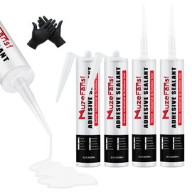 MuzeFansi RV Roof Lap Sealant Self Leveling,4 Pack RV Roof Silicone Sealant White, Waterproof Flexible EPDM RV Sealants and Caulking Exterior Repair Kit for Campers,Trailers, Motorhomes