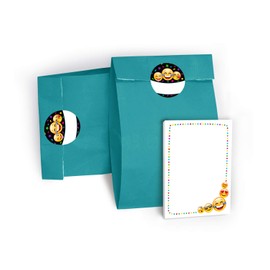 JuNa-Experten Children's Birthday Party Bag Set of 12 Gift Bags + 12 Stickers + 12 Mini Blocks / Party Bags Party Favours Children Girls Boys Boys Notepad