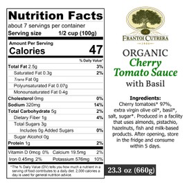 Frantoi Cutrera Organic Cherry Tomato Puree (Passata) - Vegan & Gluten Free Friendly - Good as Pasta Sauce, Pizza Sauce, Sofrito Base & more - No Additives or Preservatives - Imported From Italy