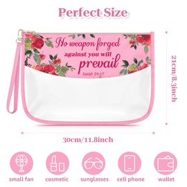 Christian Gift for Women Faith Bible Verse Makeup Bag Inspirational Quotes Cosmetic Bag Motivational Baptism Gifts for Sister Friends Religious Birthday Christmas for Her Travel Toiletry Pouch