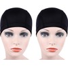 2 Pcs Black Dome Cap Wig Caps Stretchy Wig Cap