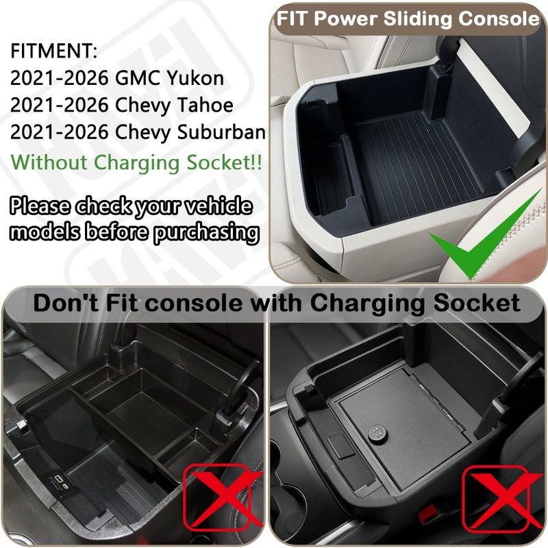 HGWEI Power Sliding Center Console Organizer Compatible with 2021-2026 GMC