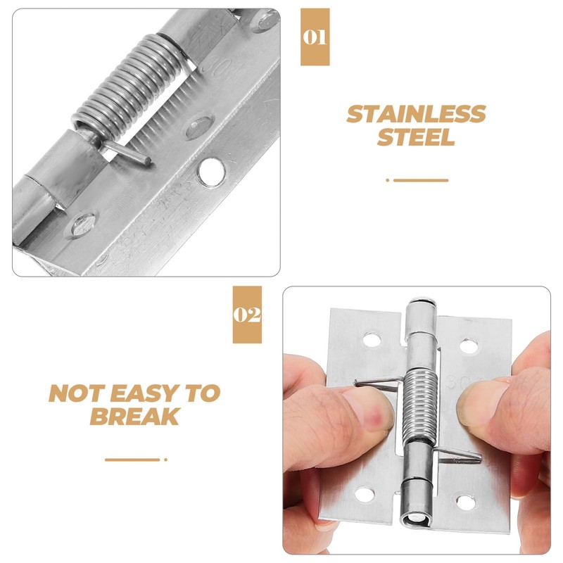 Operitacx 2pcs Stainless Steel Self Closing Door Hinges Durable Replacement