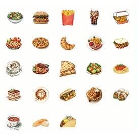 Western Meal Stickers - 46pcs/Pack, Boxed Stickers for Handbook & Journal Decoration