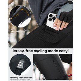 Sportneer Mens Bike Shorts - 3D Padded Cycling Shorts Men Road Bike Long Legging Tights with Pockets Cycling Pants for Outdoor Riding Bicycle Black