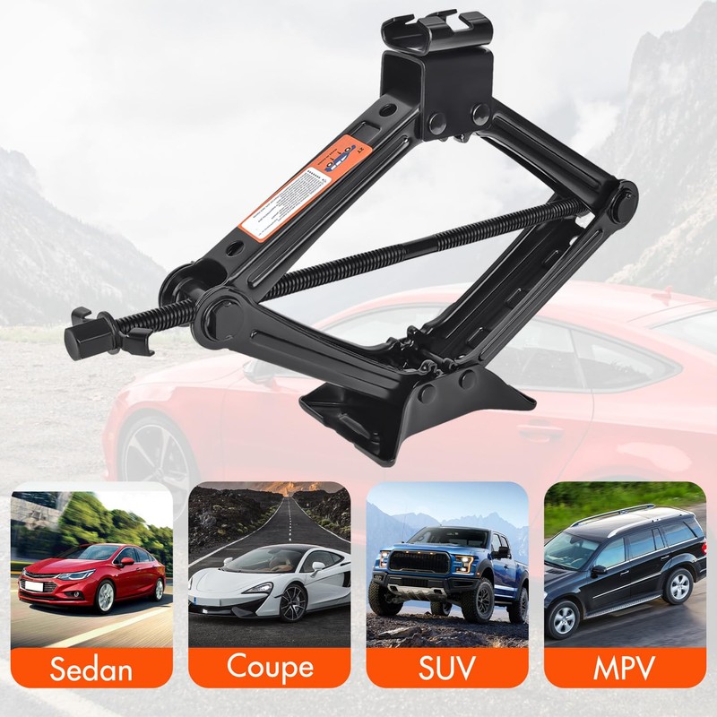 Scissor Car Jack 2 Ton (4409 lbs) Tire Changing Kit