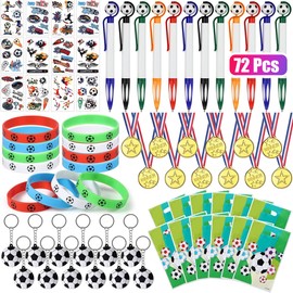 40/52/62/68/72Pcs Football Match Soccer Toys Set Whistles Stickers Key Chains Bracelets Fans Cheering Props Soccer Party Favors Gifts