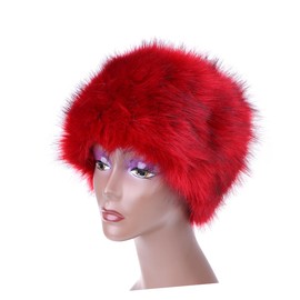 Mikinona Warm Fashion Faux Fur Hat Plush Red Beanies for Girls Women Ski Earmuff