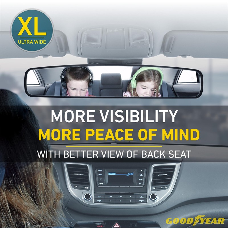 Goodyear 17” Panoramic Rear View Mirror – Universal Wide Angle