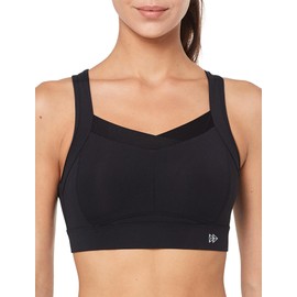 Yvette Women's Sports Bra Strong Hold with Hook and Eye Large Sizes Running Fitness Bra, black