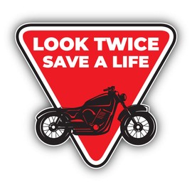 Zirni Look Twice Save a Life Motorcycle Vinyl Sticker Bumper Art Decal