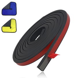 326A0004 Ribbed Rubber Seal Strip, with 2 Cleaning Cloths, 3/5 in X 65 in Self-Adhesive EPDM Foam Rubber Seal, Fits RV, Boat, Auto, Truck, Marine, Garage Door