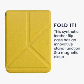 kwmobile Origami Case Compatible with Kobo Clara 2E / Tolino Shine 4 Case - Slim PU Leather Cover with Stand - Yellow
