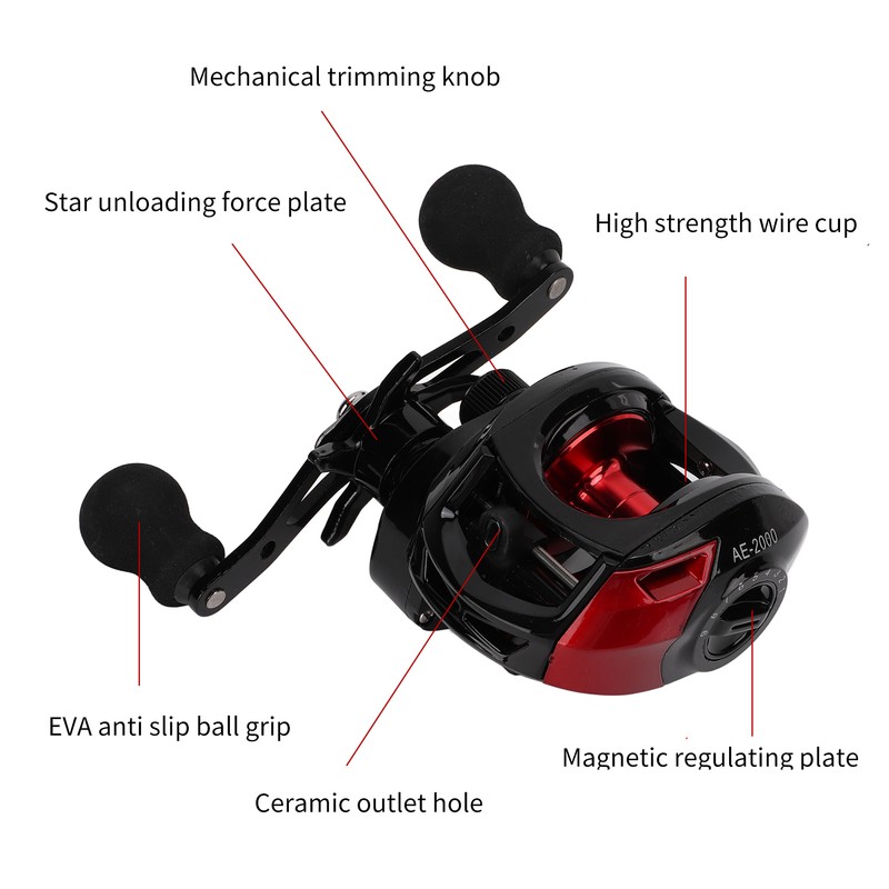 7.2:1 High Speed Baitcasting Reel Strong Braking Force Durable Magnetic