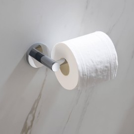 KIBI Circular 2-Piece Bathroom Hardware Set in Polished Chrome – Includes Wall Mounted Towel Bar & Toilet Paper Holder – Modern, Durable, Rust-Resistant Bathroom Accessories (Chrome, C-KBA14-2-1)