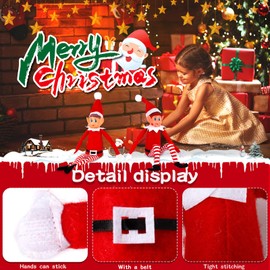 MWZEAUL Set of 3 Elvs Christmas Elf Figures, 45 cm Blue Eyes Christmas Elf, Flexible and Movable Playful Elf Figures, Soft Body and Vinyl Face, Elf Young Red