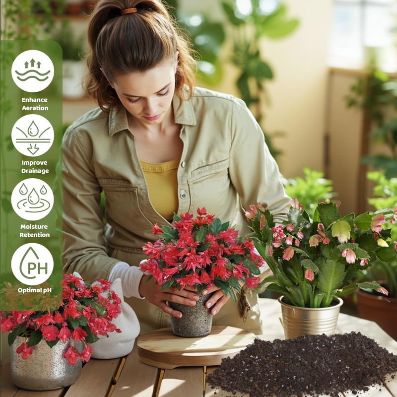 Doter Christmas Cactus Potting Soil Mix 2qt, Ideal for Succulents,