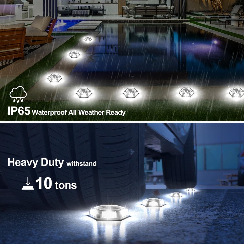 CREPOW Solar Dock Lights Driveway Deck Lights - 12 Packs