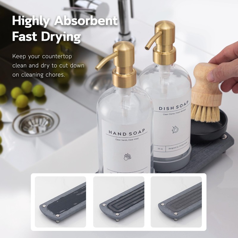 [Luxury] Kitchen Soap Dispenser Set - 16OZ Clear Glass Bottle,