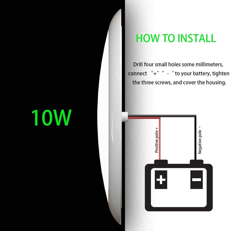 DAMAVO 12 Volt LED Lights 7" DC 12/24V 10W Downlight