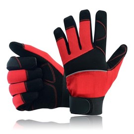 Swift Wear Safety Work Gloves Heavy duty Hand Protection Mechanic Gardening Builders Cut Multipurpose DIY Maintenance Adjustable Gloves (S, Red)