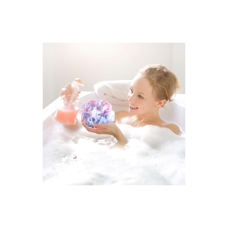 Btyms Loofah Sponge Gram Shower Pouf Bath Scrunchies Puff Exfoliating