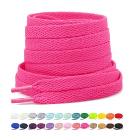 Stepace [2 Pairs Flat Shoe Laces for Sneakers 5/16" Width 30"-72" Length 26 Color Shoelaces Hot Pink 54"(137 cm)