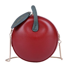 LUOZZY Apple Purse Shape Fruit Shape Handbag PU Leather Handbag Cartoon Shoulder Bag Adjustable Strap Apple Clutch for Women Girls - Fuchsia