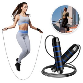 Raganet, Cuerda Para Saltar Profesional Azul Speed Rope De Alto Rendimiento, Rodamientos De Precisión 360°, Cable De Acero Recubierto Ajustable 3 m, M
