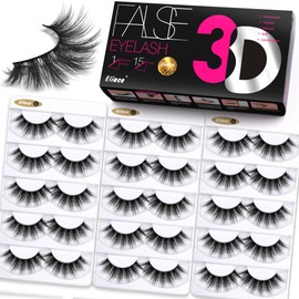 Eliace False Eyelashes Natural look Cat Eye Lashes Wispy Strips,3D Mink Lashes Fake Eyelashes Fluffy Volume Dramatic Thick Cross Wispies Lash Thin Soft Band Comfortable 14mm,15 Pairs Dubai Style | Eliace