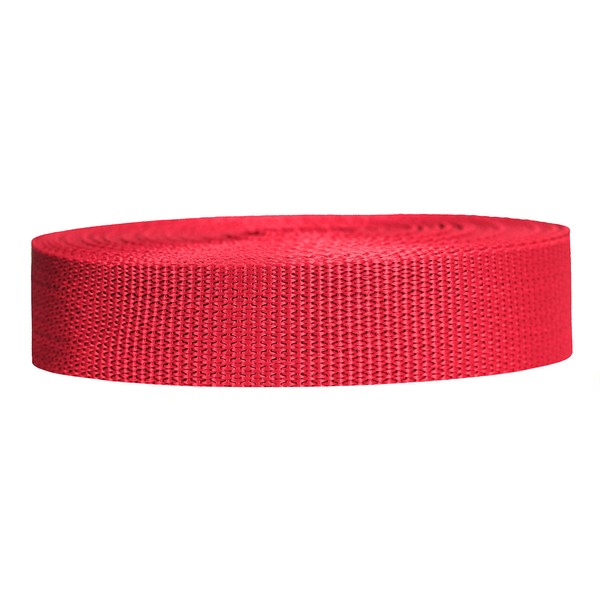 Strapworks Lightweight Polypropylene Webbing - Poly Strapping for Outdoor DIY Gear Repair, Pet Collar, Crafts - 1 Inch x 10 Yards - Red