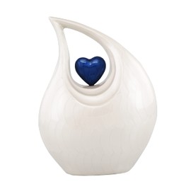 Heart of Love Adult Cremation Urns for Human Ashes - Decorative Urn, Urn for Human Ashes Female & Male,Urns for Ashes Men & Women,Funeral Urn(White Blue, Adult)