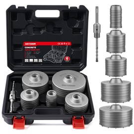 DAYDOOR Concrete Hole Saw Kit, 6-Piece Masonry Hole Saw Kit SDS Plus Shank Adapter, 1-9/16", 2-9/16", 3-1/8", 4", 5" Concrete Core Drill Bits Set for Brick, Cement Wall, and Stone