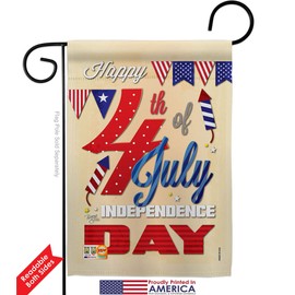 Breeze Decor G161008-BO Happy 4th Americana Fourth of July Decorative Vertical Garden Flag, 13"x 18.5", Multi-Color