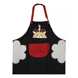 J.H. Company Mandil Delantal Secado Manos Cocina Kawaii Impermeable 15363 Color Reno Negro / Rojo Ce-21-1