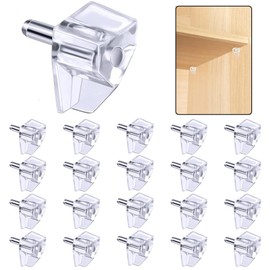 Baoswi 80 Pieces 5mm Shelf Support Cabinet Shelf Pins Clear Plastic Replacement Brackets Cabinet Shelf Supports Pins for Kitchen Furniture Bookshelves Shelf Brackets Locking Pins