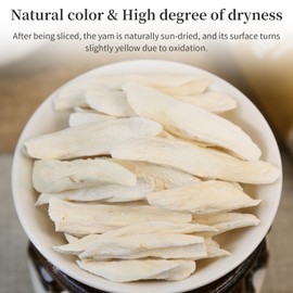 Wanhua Hall Dried Chinese Yam Slice 240g/8.47oz Raw Yam Huai Shan Yao Iron Stick Yam Large Pieces Sulfur Free Natural Herbal Tea Porridge and Soup Ingredients 山药 垆土铁棍山药 山药片